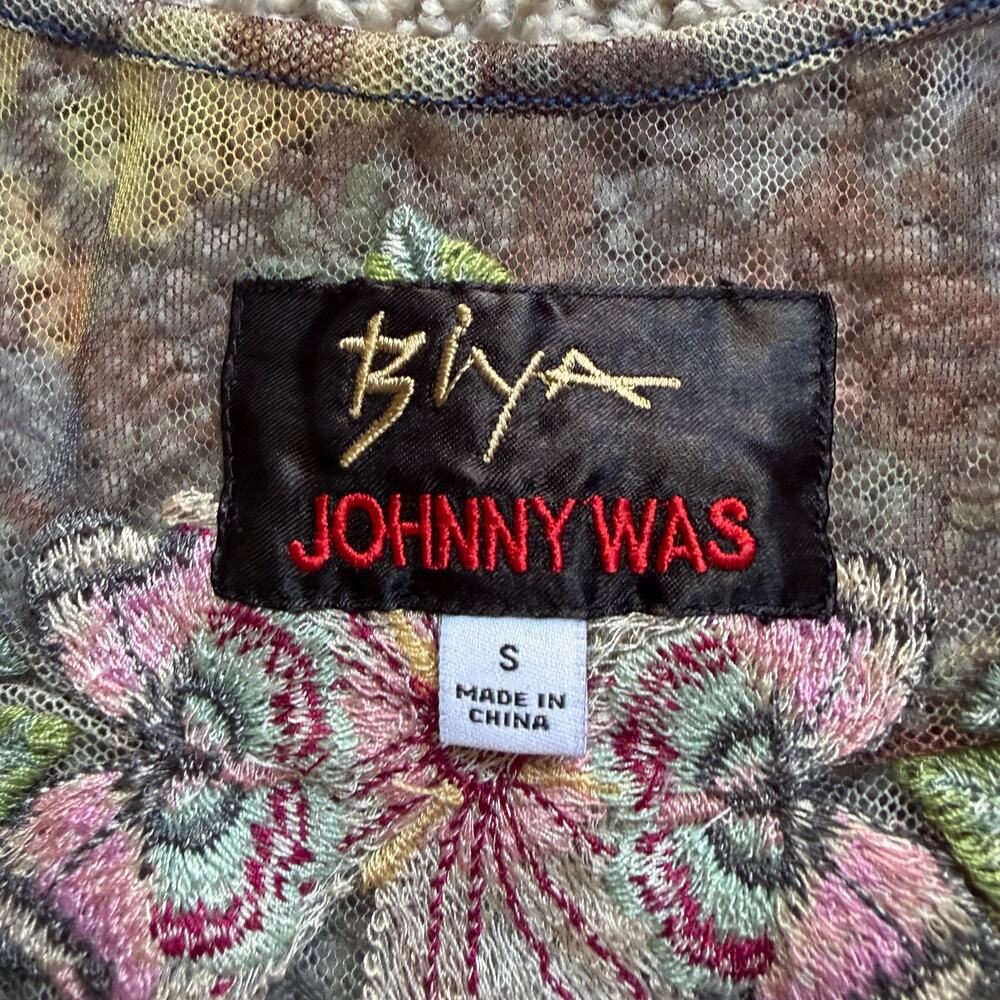 Johnny Was Biya Floral Embroidered Mesh Midi Dress Size Small - Picture 3 of 11